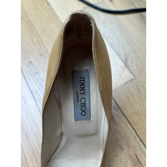 Jimmy Choo Women's 38.5 US 8.5 Camel Tan Heels Pumps Pointed Toe FLAWS - Picture 6 of 15